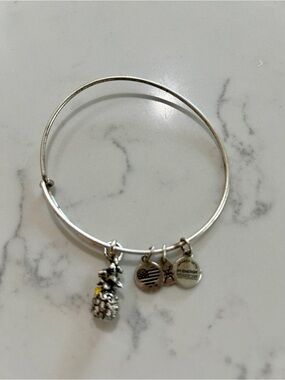 Alex and Ani Silver Pineapple Charm Bangle Bracelet